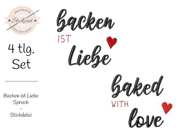 Backen ist Liebe Spruch - Stickdatei